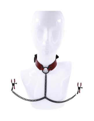 SPORTSHEETS SAFFRON COLLAR WITH NIPPLE CLAMPS- 830613-3